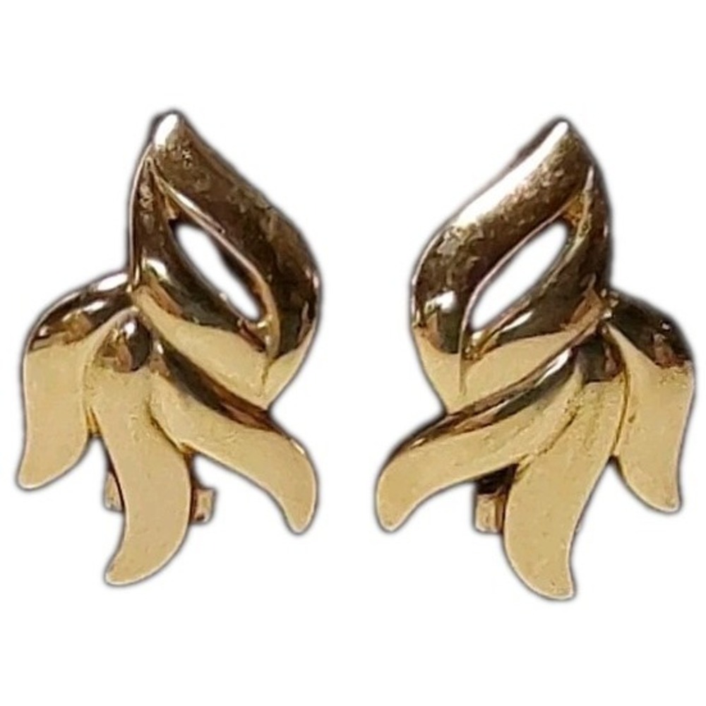 Vintage‎ Monet Signed Earrings Gold Tone Clip On Fashion
